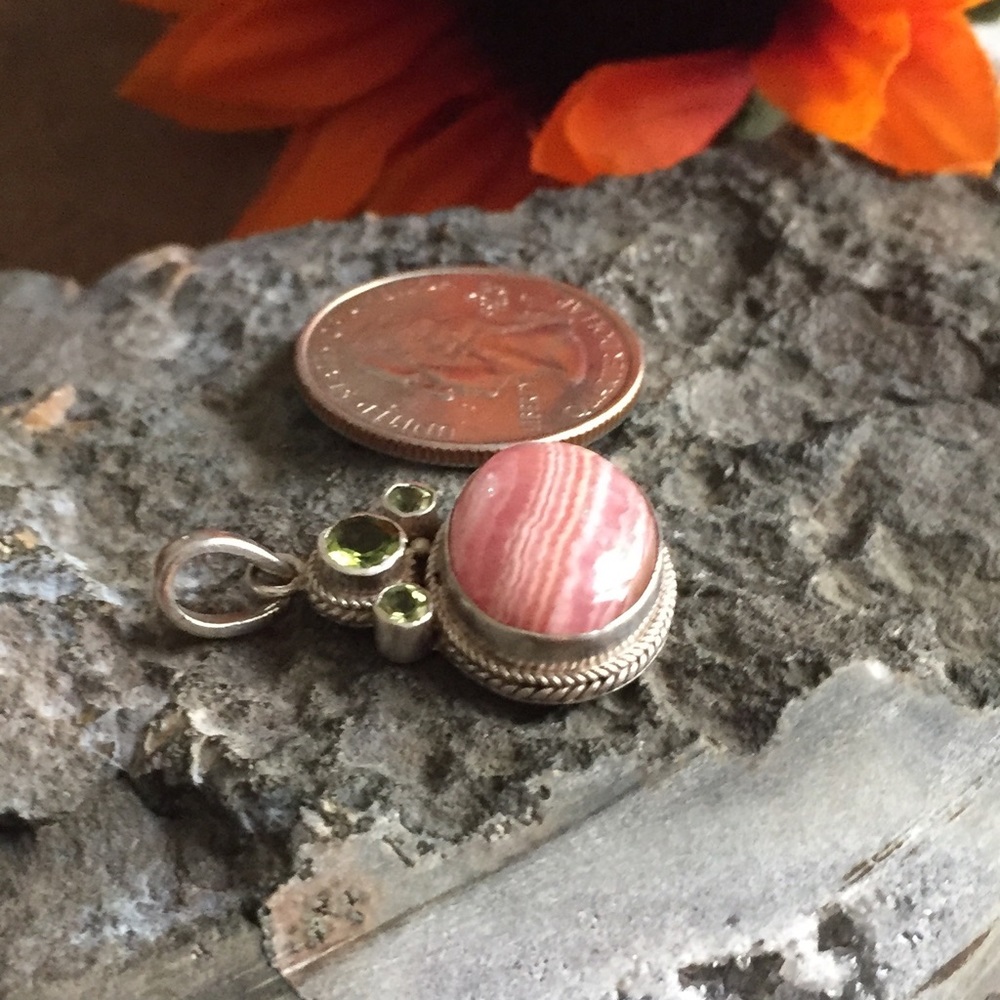 925 silver necklace charm with natural stones🖤 - Picture 4 of 5